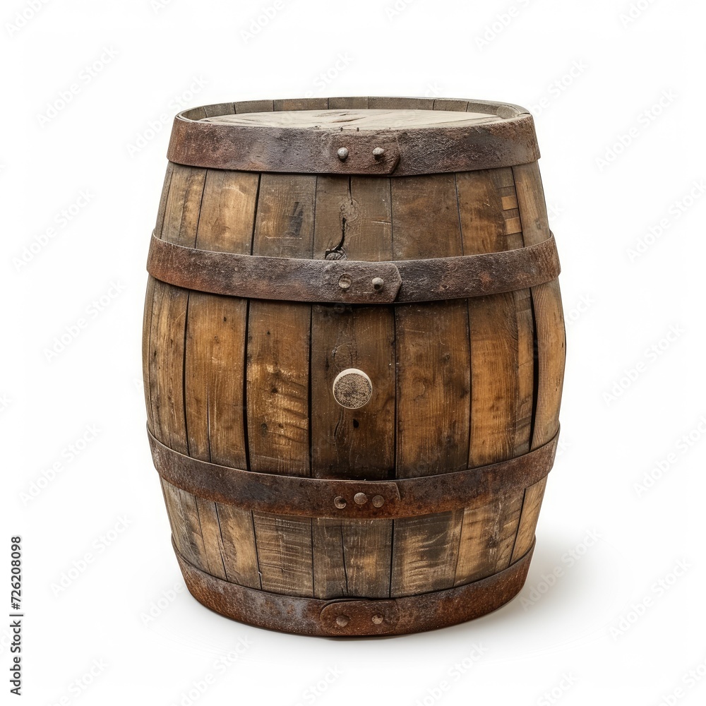 Fototapeta premium Oak wooden barrel, vintage charm for rustic decor. Aged character, Ai Generated.