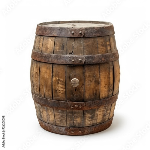 Oak wooden barrel, vintage charm for rustic decor. Aged character, Ai Generated.