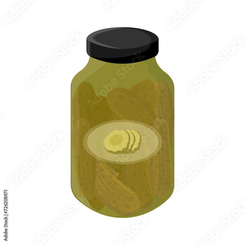 Vector illustration of fresh pickled cucumbers in a jar