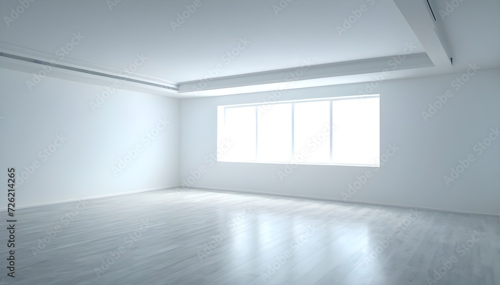 Cold white empty room, single wide window Cold white empty room, single wide window