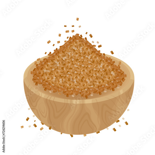 Vector illustration logo of brown sugar in a wooden bowl