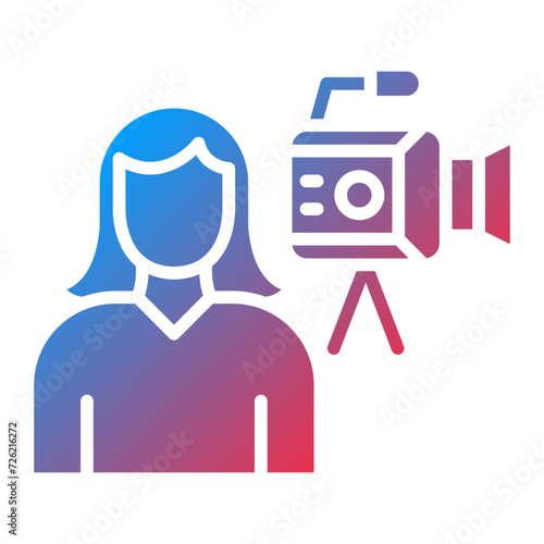 Camera Operator Female Icon Style