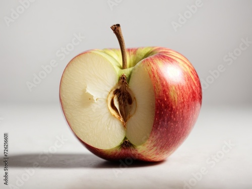 halfcut apple in plain white background. Generative AI photo