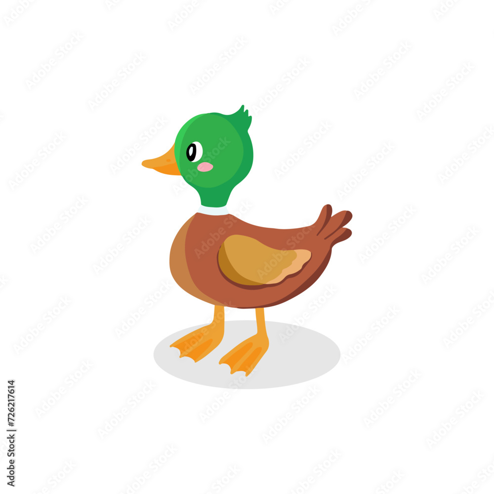 Illustration of a Colorful Duck Standing Alone on a White Background Illustration of a Colorful Duck Standing Alone on a White Background