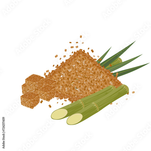 Vector illustration logo of brown sugar with sugar cane