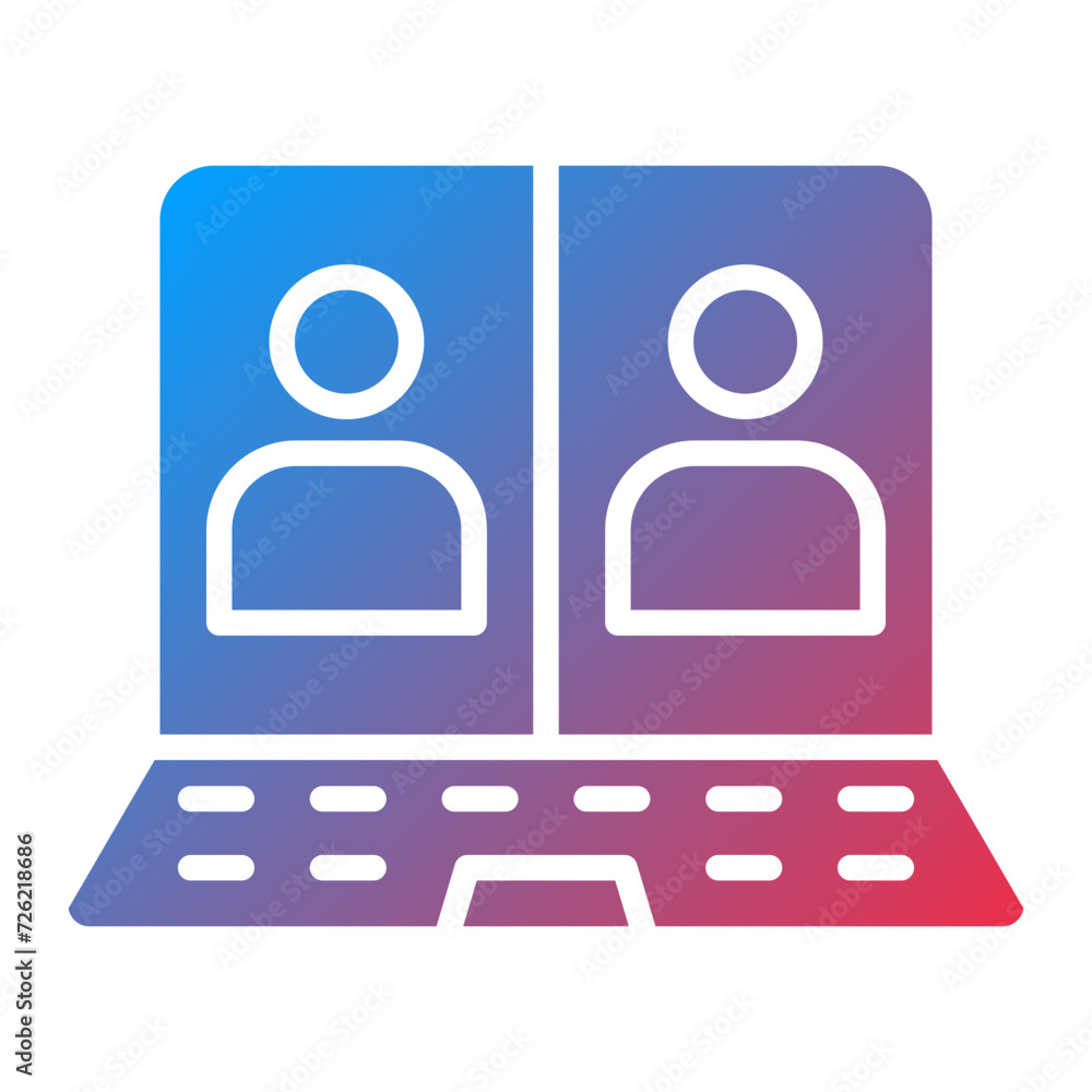 Fototapeta premium Meeting on Laptop Icon Style