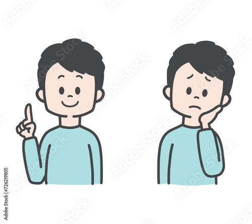 指差しする男性　困る男性