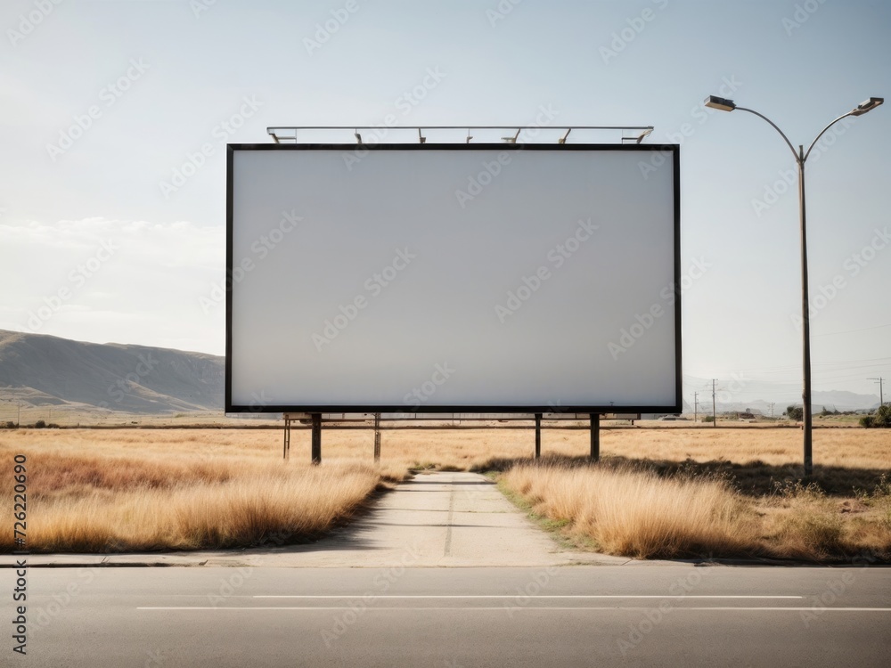 Square Road Billboard Mockup. Generative AI Square Road Billboard Mockup. Generative AI