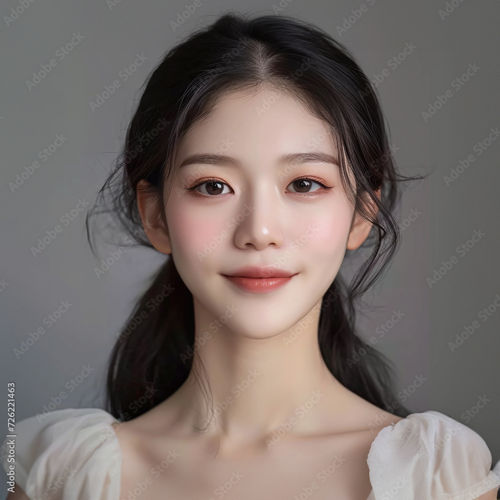 Smiling woman with natural beauty in close-up portrait Smiling woman with natural beauty in close-up portrait