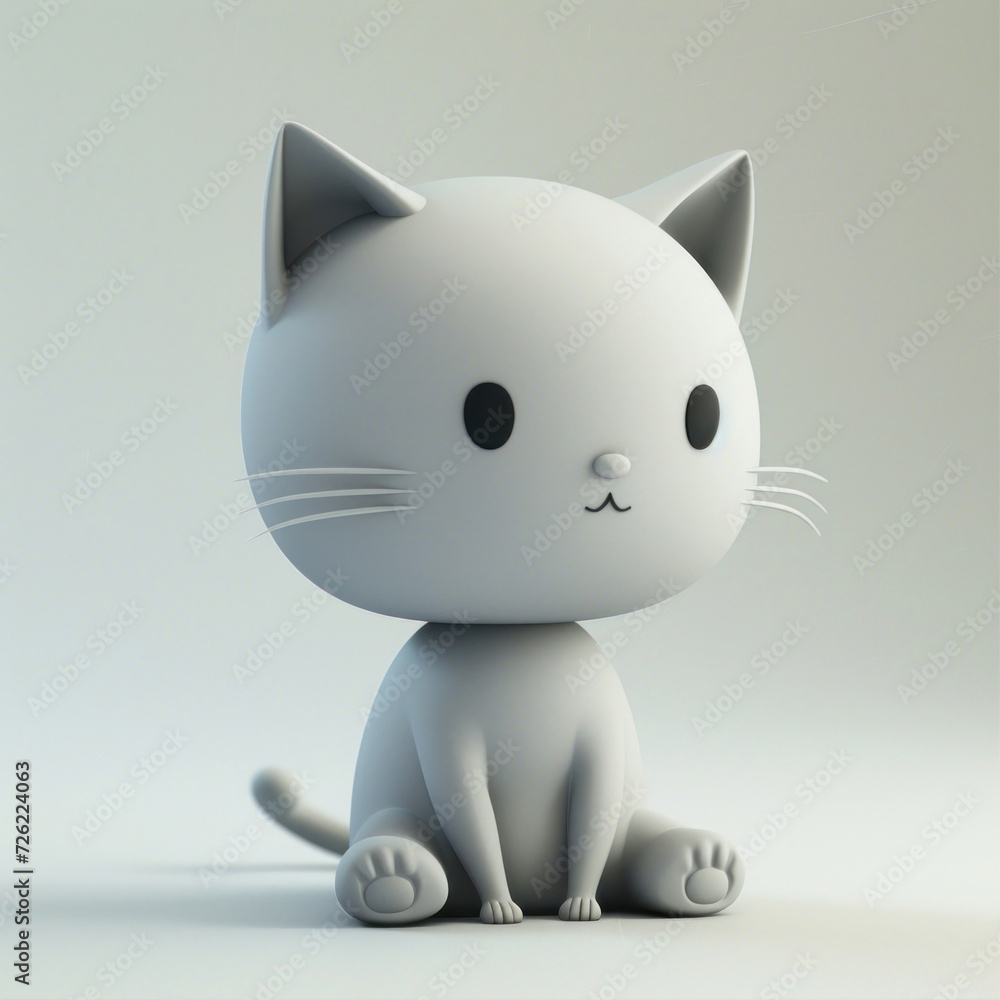 Cute cat in 3D style on a gray background
Cute cat in 3D style on a gray background