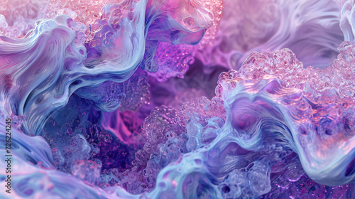 Abstract background with organic shapes and patterns of blue and purple colors in 3D style. 
