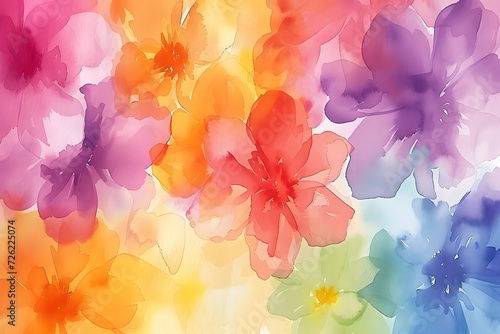 watercolor background blooming flowers seamless pattern. © Sagar