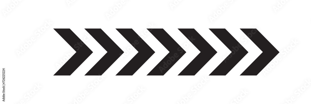 Arrow icons group. Set of black arrows symbols with blend effect. Chevron symbols. Vector isolated on white background. - obrazy, fototapety, plakaty 