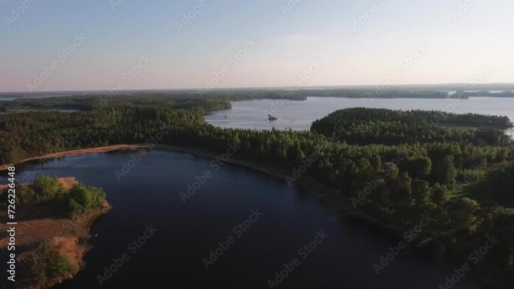 Aerial of a lake and forest in Sweden Aerial of a lake and forest in Sweden