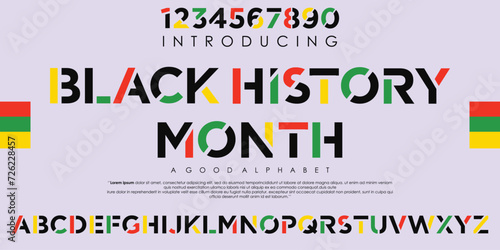 Black History Month Modern abstract digital alphabet font. Minimal technology typography, Creative urban sport fashion futuristic font and with numbers. vector illustration eps 10