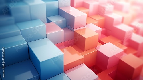 Dynamic abstract geometric blocks background design - vibrant 3d render for creative projects