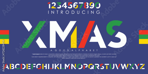 Xmas Modern abstract digital alphabet font. Minimal technology typography, Creative urban sport fashion futuristic font with numbers. vector illustration eps 10