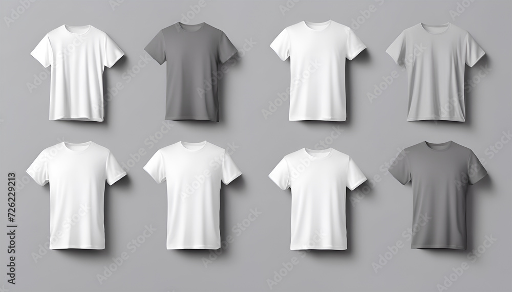 T-shirts with copy space on gray background T-shirts with copy space on gray background