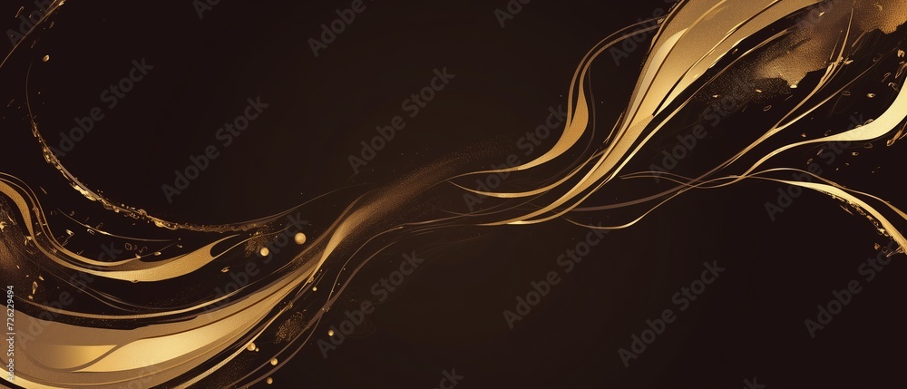 Obraz premium luxury black gold background with swirl and flower