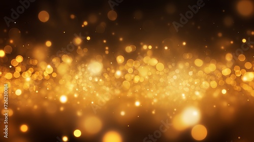 Yellow glowing particle abstract bokeh background - bright and colorful light effect for design, art, and decoration