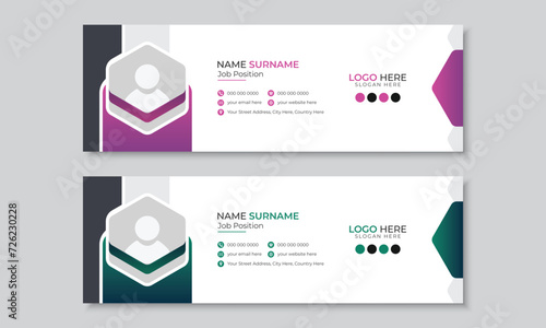Modern professional email signature or email footer template design, multipurpose corporate business banner layout, creative vector design in 2 colors bundle set, easy to use and edit