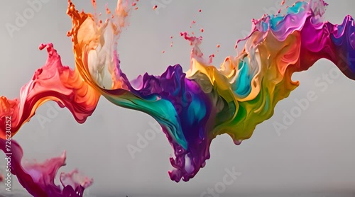 Colori acrilici fluttuanti in acqua. Macchia d'inchiostro. Sfondo grigio astratto photo