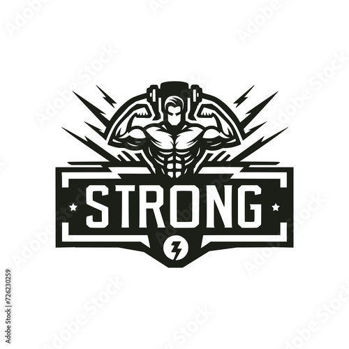 strong gym fitness health logo vector illustration template design