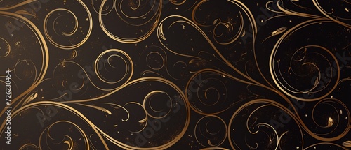 luxury black gold background with swirl and flower