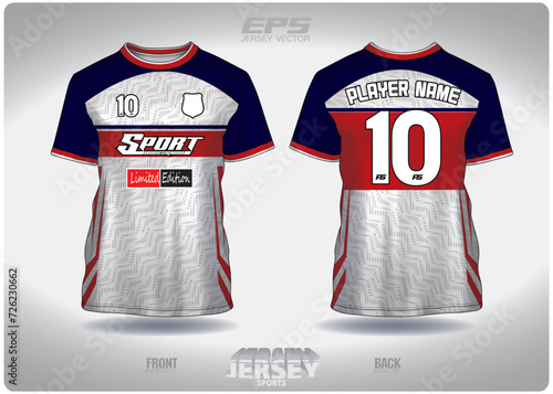 EPS jersey sports shirt vector.blue white textile pattern design, illustration, textile background for round neck sports t-shirt, football jersey shirt.eps