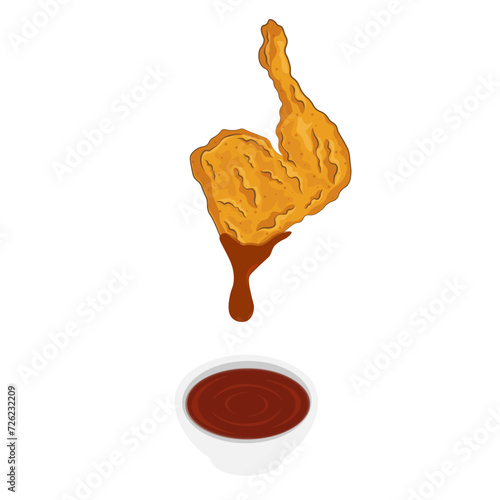 Logo vector illustration of fried chicken dipped in sauce