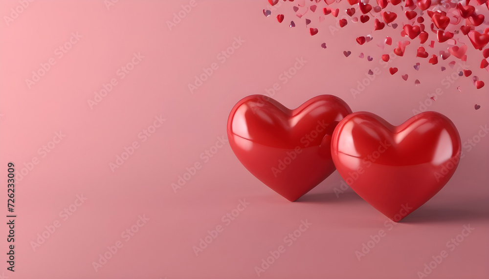 valentine background with 3D hearts. Ai