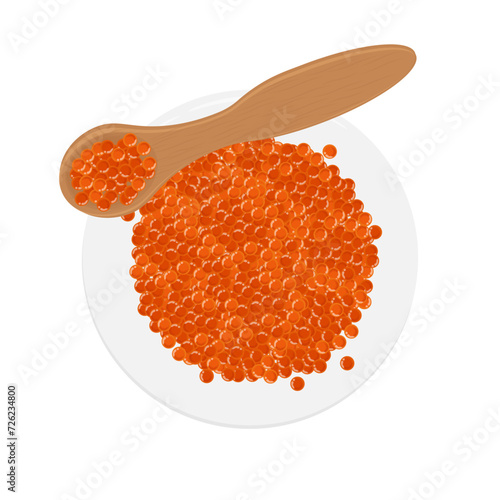 Top view salmon egg or red caviar Vector illustration logo