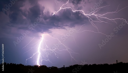 Beautiful natural background with a flash of lightning in dark blue clouds during thunderstorms