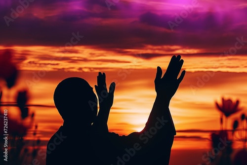 silhouette muslim man praying