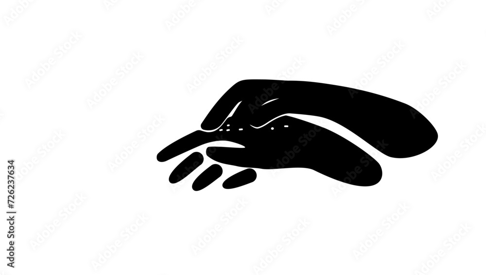 Obraz premium hand scratching arm, black isolated silhouette