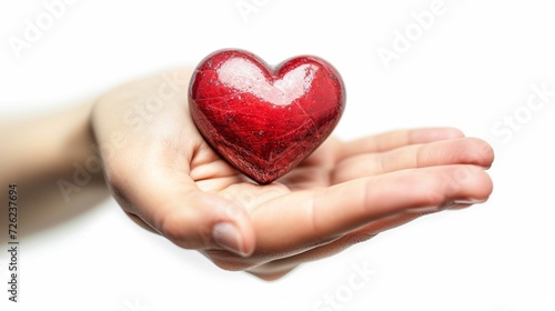 Heart in hand icon on white background