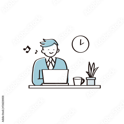 仕事中にご機嫌な会社員のイラスト素材