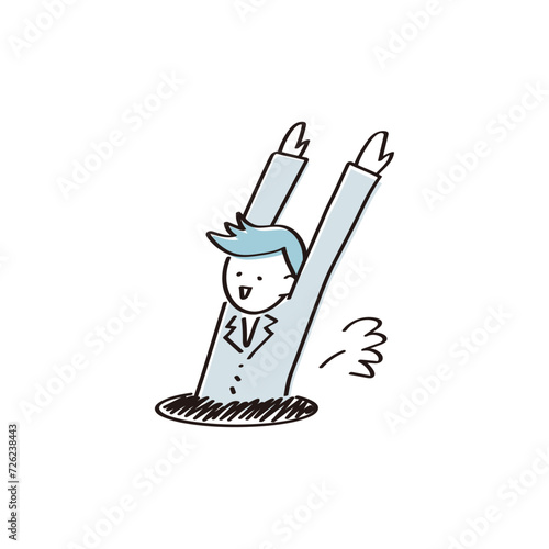 穴があったら入りたい会社員のイラスト素材