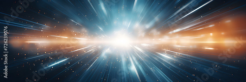 Abstract light background like rays in space, space travel, science design backdrop with copy space
