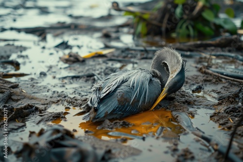 Bird killed by pollution in Ilha de Boipeba Boipeba Island in South Bahia  Brazil photo