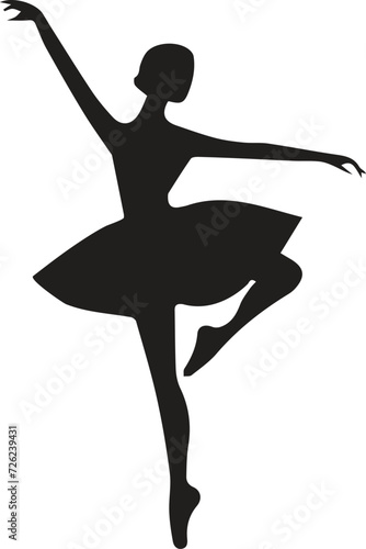 Female young adult ballerina ballet dancer pose with black color isolated on plain white background. 