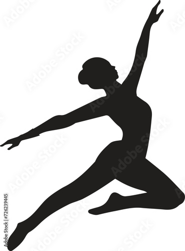 Female young adult ballerina ballet dancer pose with black color isolated on plain white background. 