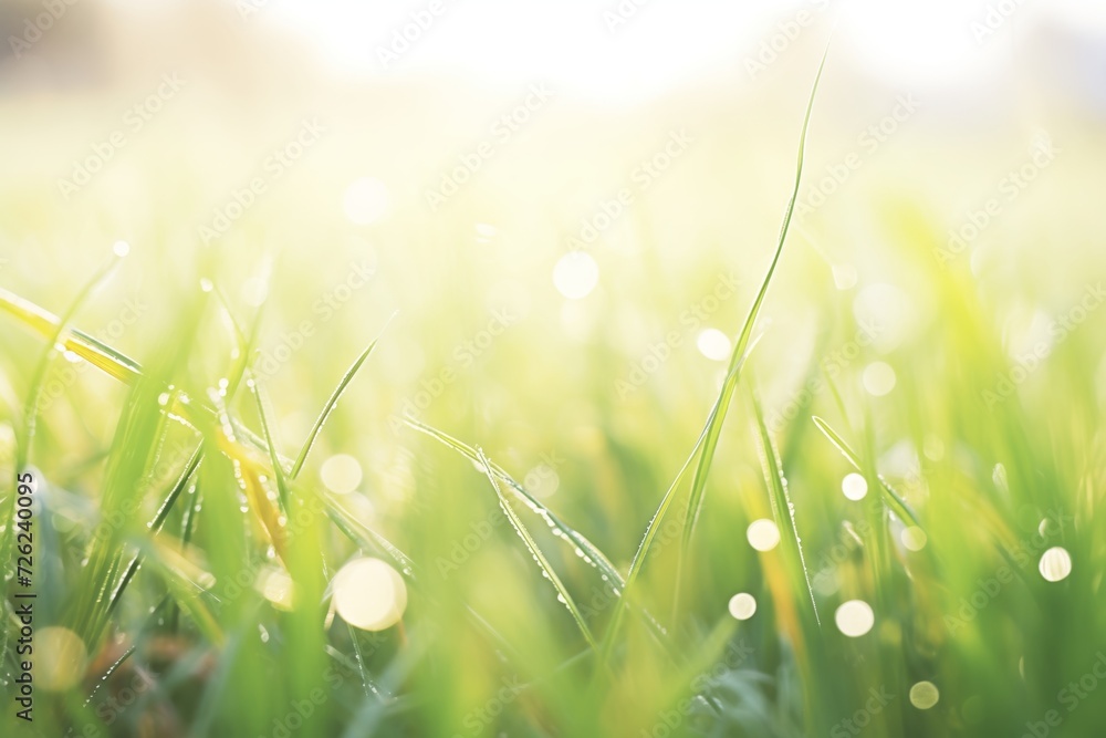 spring equinox morning dew on blades of grass - obrazy, fototapety, plakaty 