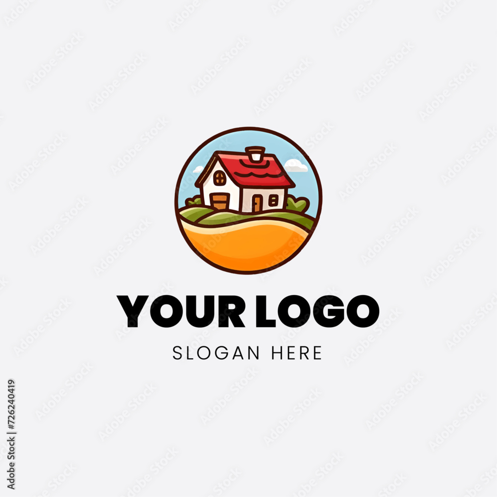 flat logo icon sunrise farm house flat logo icon sunrise farm house