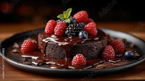 Chocolate Lava Cake  Close-Up  Gooey Center  Cakey Exterior  Texture Contrast