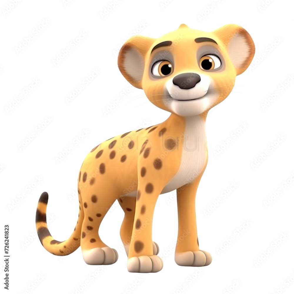 Cartoon Cheetah PNG Cutout, Generative AI Cartoon Cheetah PNG Cutout, Generative AI