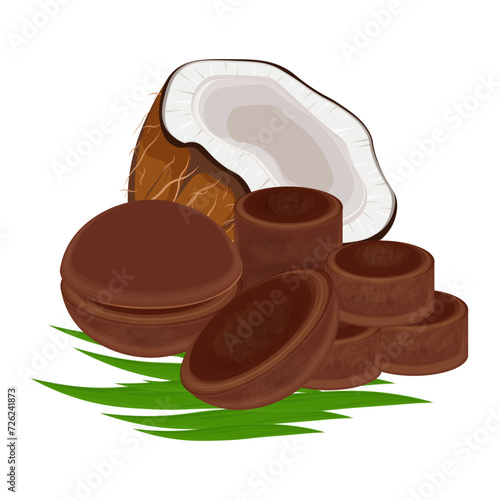 Types of Brown sugar or Javanese sugar gula jawa vector illustration logo