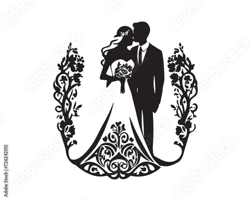 Cuadro en lienzo Wedding Couple Vector Design Element