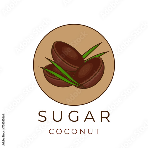 Simple cartoon logo of gula jawa javanese sugar brown sugar 