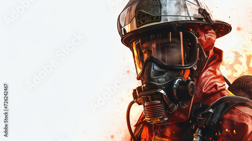 Look into the heroic world of firefighting with this stunning 3D rendered image. Perfectly capturing the bravery and strength of a firefighter, this artwork showcases every intricate detail.